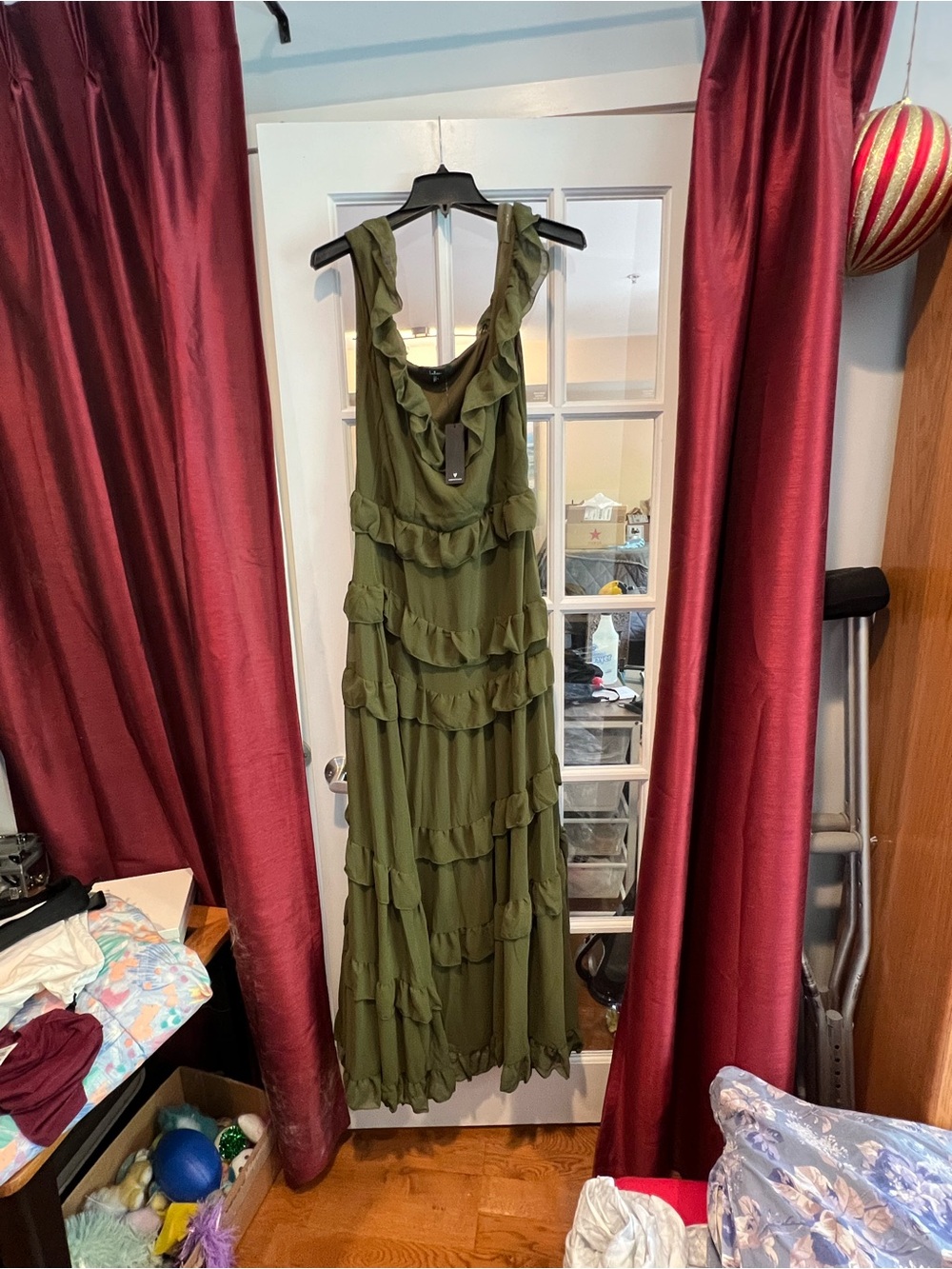 Lulu's Olive Green Ruffle-Tiered Maxi Dress